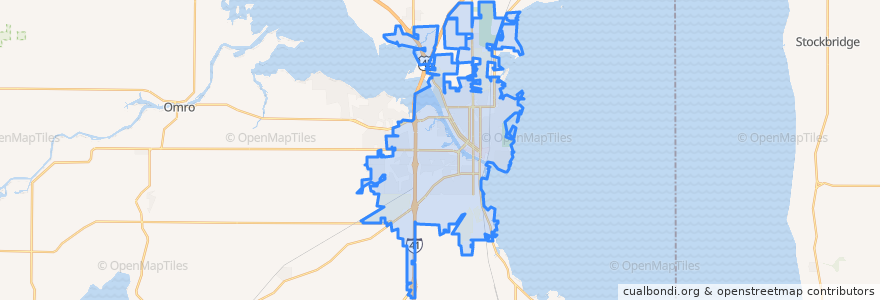 Mapa de ubicacion de Oshkosh.