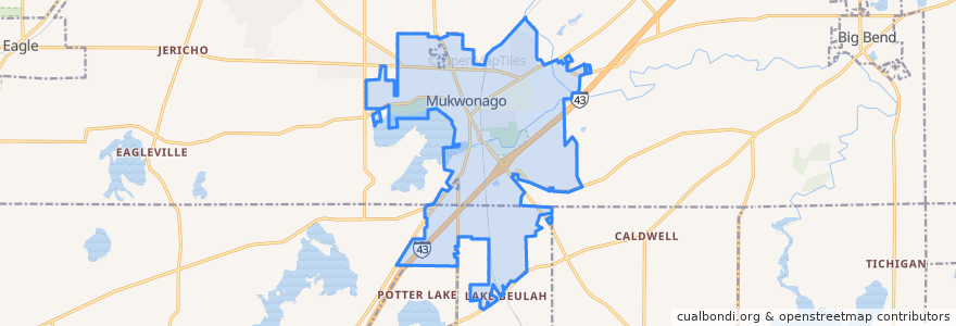 Mapa de ubicacion de Mukwonago.