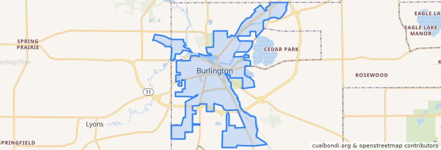 Mapa de ubicacion de Burlington.