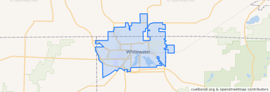 Mapa de ubicacion de Whitewater.