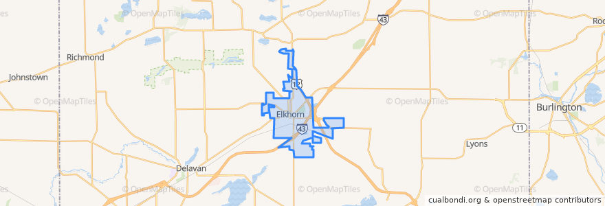 Mapa de ubicacion de Elkhorn.
