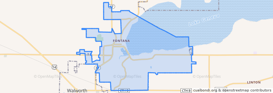Mapa de ubicacion de Fontana-on-Geneva Lake.