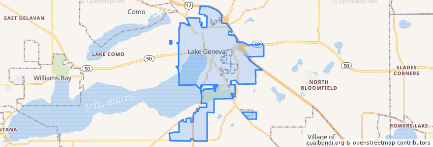 Mapa de ubicacion de Lake Geneva.