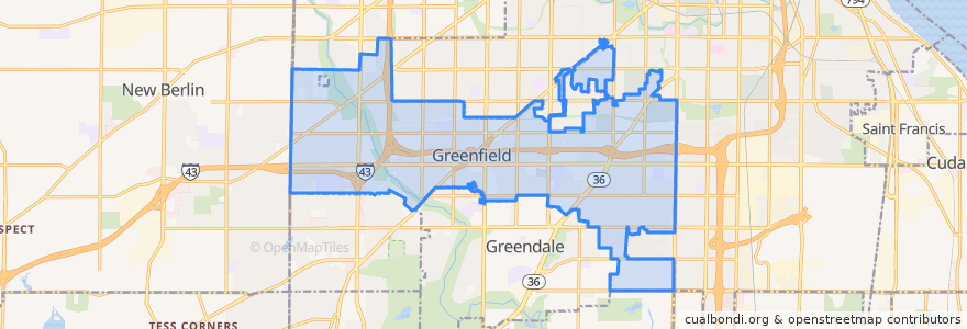 Mapa de ubicacion de Greenfield.