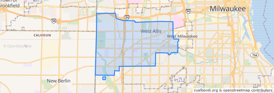 Mapa de ubicacion de West Allis.