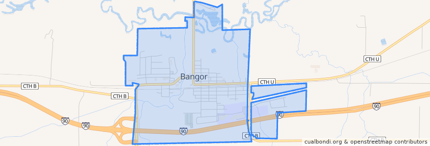 Mapa de ubicacion de Bangor.