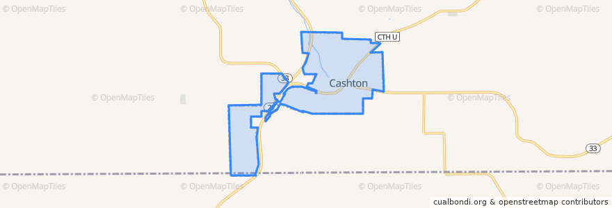 Mapa de ubicacion de Cashton.