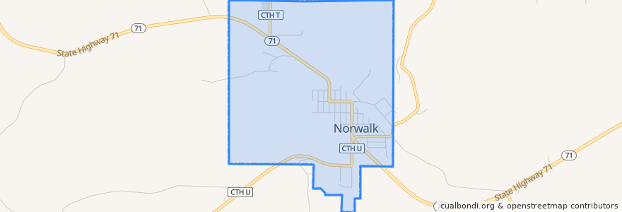 Mapa de ubicacion de Norwalk.