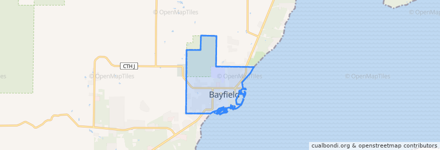 Mapa de ubicacion de Bayfield.