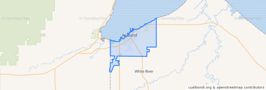 Mapa de ubicacion de Ashland.