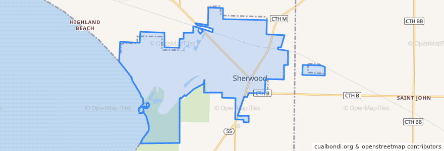 Mapa de ubicacion de Sherwood.