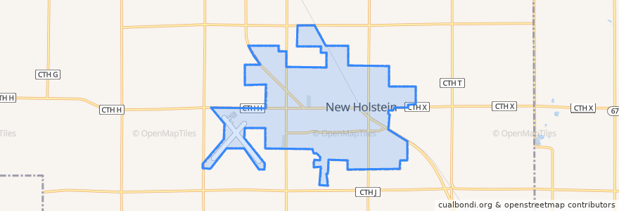 Mapa de ubicacion de New Holstein.