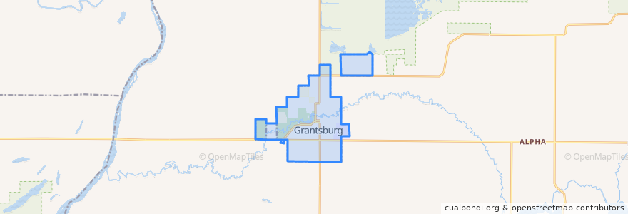 Mapa de ubicacion de Grantsburg.