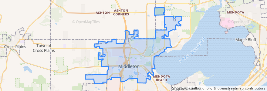 Mapa de ubicacion de City of Middleton.