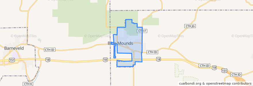 Mapa de ubicacion de Village of Blue Mounds.