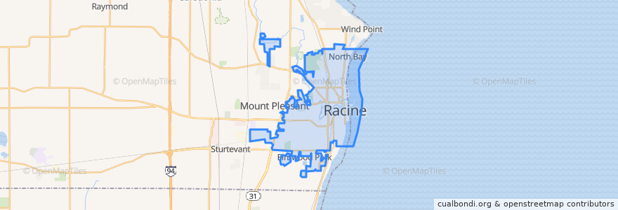 Mapa de ubicacion de Racine.