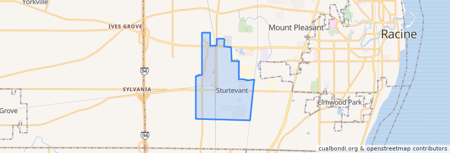Mapa de ubicacion de Sturtevant.