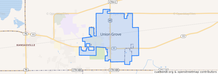 Mapa de ubicacion de Union Grove.