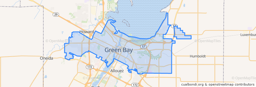 Mapa de ubicacion de Green Bay.