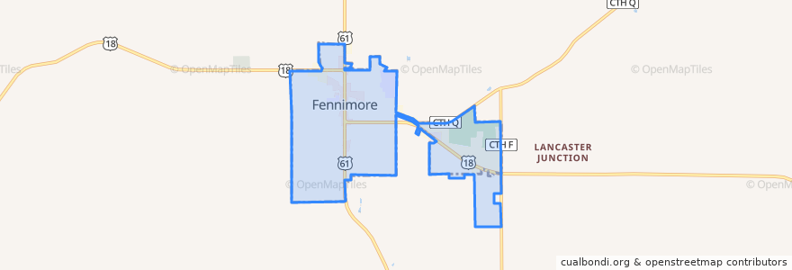Mapa de ubicacion de Fennimore.