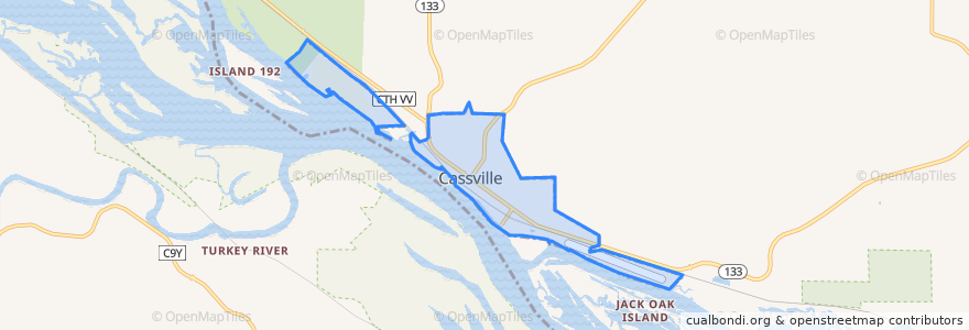 Mapa de ubicacion de Cassville.