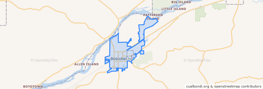 Mapa de ubicacion de Boscobel.
