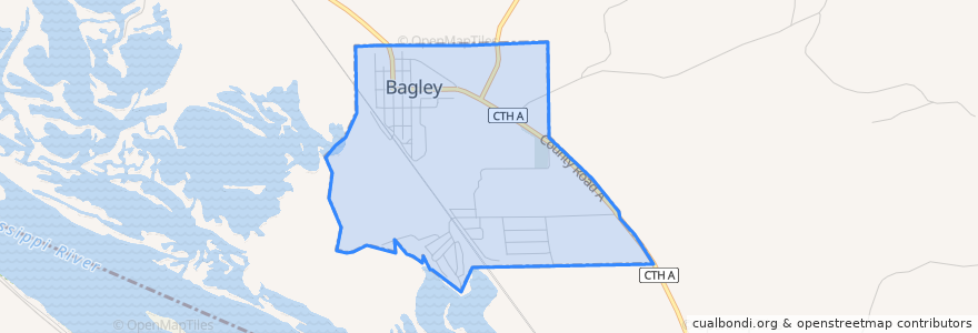 Mapa de ubicacion de Bagley.