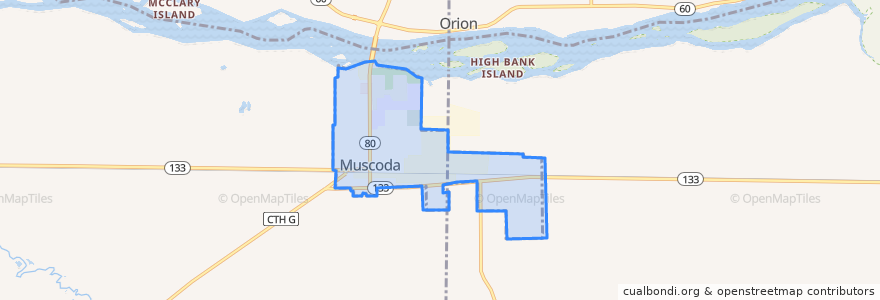 Mapa de ubicacion de Muscoda.