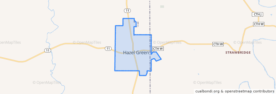 Mapa de ubicacion de Hazel Green.