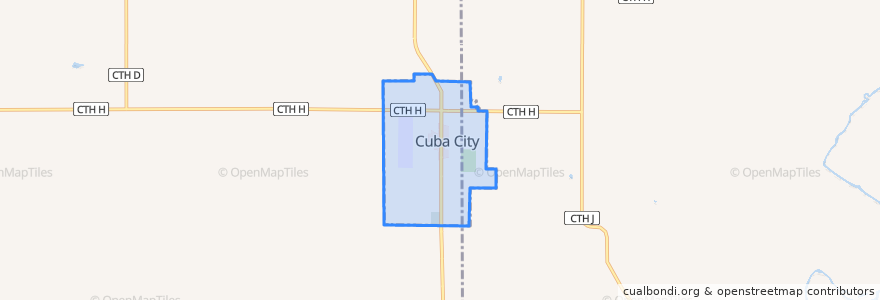 Mapa de ubicacion de Cuba City.