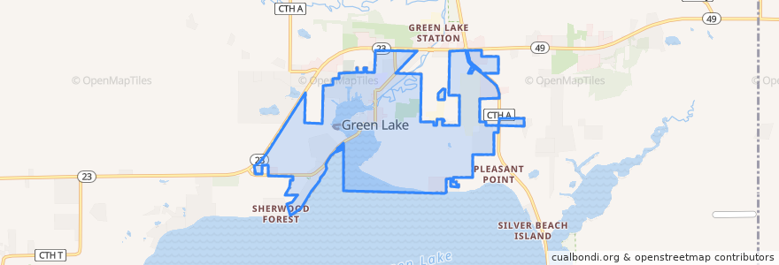 Mapa de ubicacion de City of Green Lake.