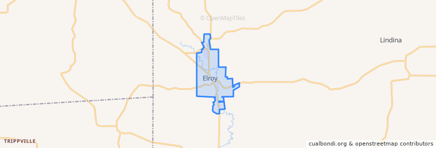 Mapa de ubicacion de Elroy.