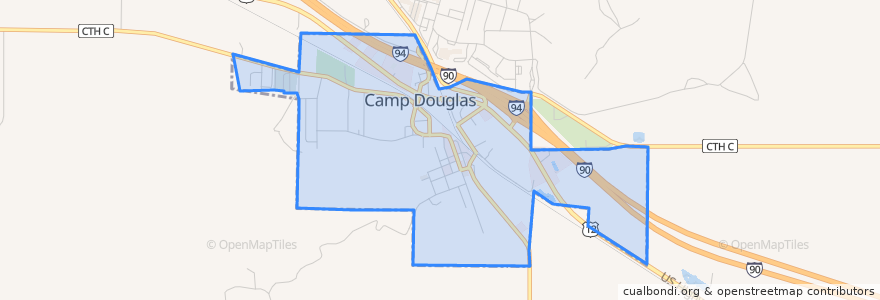 Mapa de ubicacion de Camp Douglas.