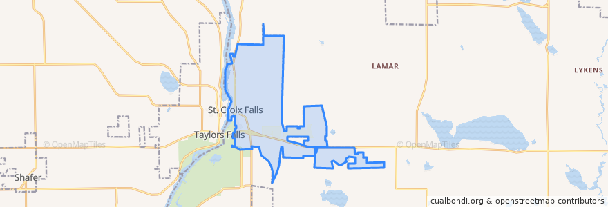 Mapa de ubicacion de St. Croix Falls.