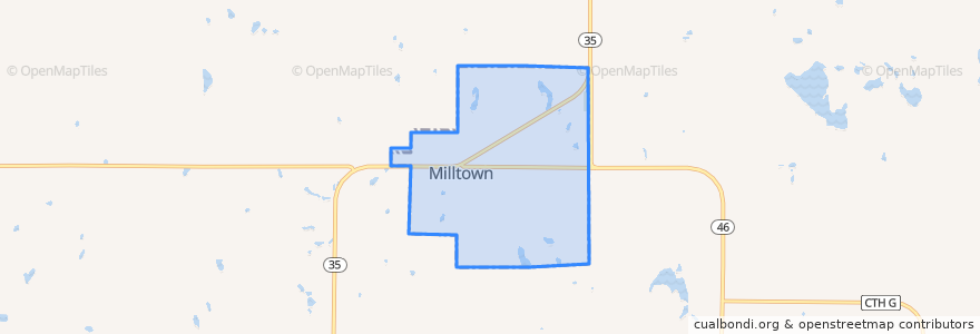 Mapa de ubicacion de Milltown.