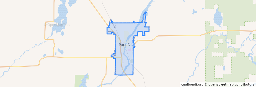 Mapa de ubicacion de Park Falls.