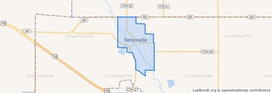 Mapa de ubicacion de Nelsonville.