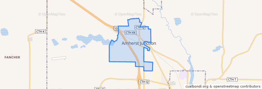 Mapa de ubicacion de Amherst Junction.