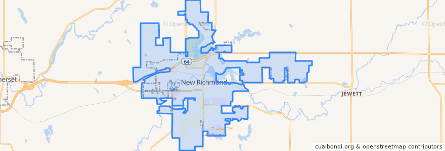 Mapa de ubicacion de New Richmond.