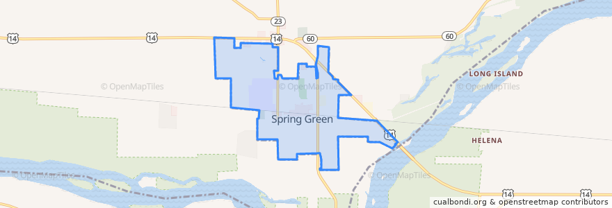 Mapa de ubicacion de Spring Green.