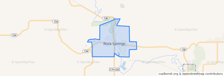 Mapa de ubicacion de Rock Springs.