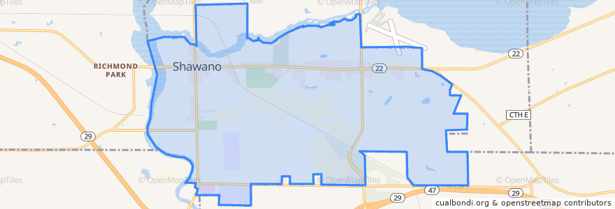 Mapa de ubicacion de Shawano.