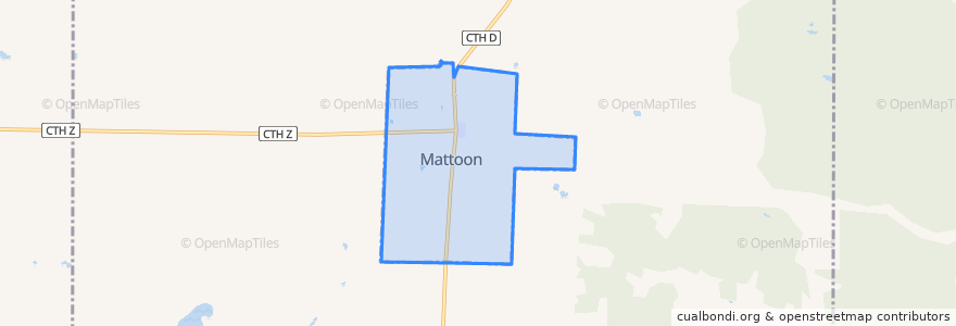 Mapa de ubicacion de Mattoon.