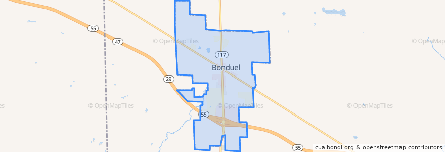 Mapa de ubicacion de Bonduel.