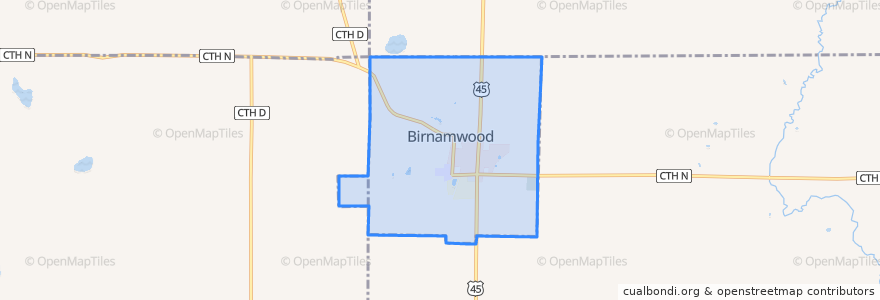 Mapa de ubicacion de Birnamwood.