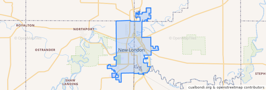 Mapa de ubicacion de New London.