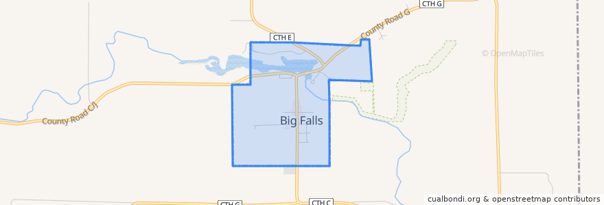 Mapa de ubicacion de Big Falls.