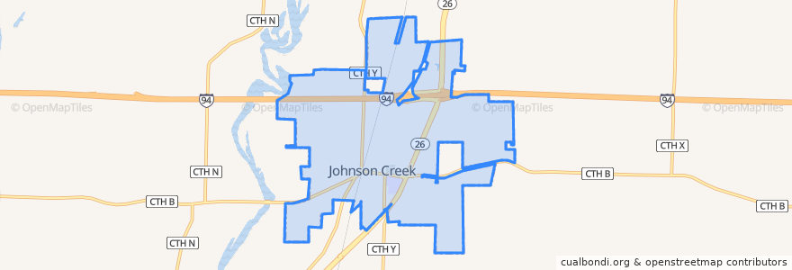Mapa de ubicacion de Johnson Creek.