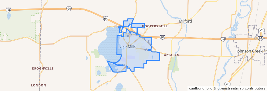 Mapa de ubicacion de Lake Mills.