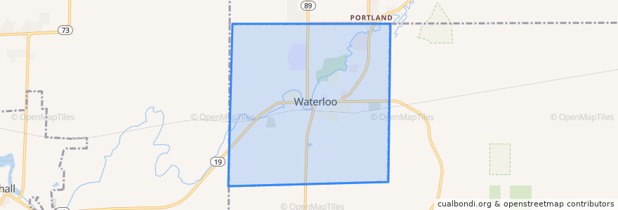 Mapa de ubicacion de Waterloo.